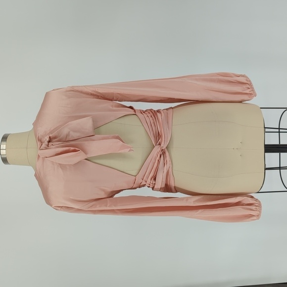 Express Satin Twist Blouse Top Pink M coquette girl preppy party parisian - Picture 2 of 10
